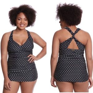 Ralph Lauren Polka Dot Skirted One-Piece Swimsuit